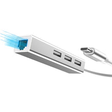 Load image into Gallery viewer, DM USB C to Ethernet  with Type C USB 2.0 HUB 3 Ports RJ45 Network Card Lan Adapter for Macbook USB-C Type