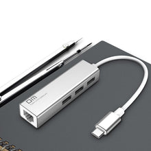 Load image into Gallery viewer, DM USB C to Ethernet  with Type C USB 2.0 HUB 3 Ports RJ45 Network Card Lan Adapter for Macbook USB-C Type