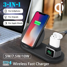 Load image into Gallery viewer, 3 in1 10W Qi Wireless Charger Dock Station Fast Charging for Apple Watch 1 2 3 4 For iPhone XR XS Max For Samsung S9 For AirPods
