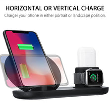 Load image into Gallery viewer, 3 in1 10W Qi Wireless Charger Dock Station Fast Charging for Apple Watch 1 2 3 4 For iPhone XR XS Max For Samsung S9 For AirPods