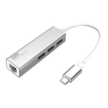 Load image into Gallery viewer, DM USB C to Ethernet  with Type C USB 2.0 HUB 3 Ports RJ45 Network Card Lan Adapter for Macbook USB-C Type
