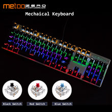 Load image into Gallery viewer, Metoo Gaming Mechanical Keyboard LED Backlit 87/104 keys Blue/Red Switch Anti-ghosting wired Keyboard Russian/English for gamers