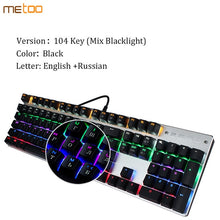 Load image into Gallery viewer, Metoo Gaming Mechanical Keyboard LED Backlit 87/104 keys Blue/Red Switch Anti-ghosting wired Keyboard Russian/English for gamers