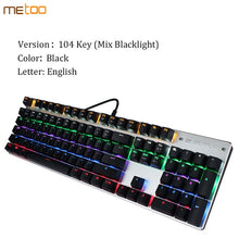Load image into Gallery viewer, Metoo Gaming Mechanical Keyboard LED Backlit 87/104 keys Blue/Red Switch Anti-ghosting wired Keyboard Russian/English for gamers