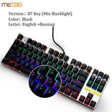 Load image into Gallery viewer, Metoo Gaming Mechanical Keyboard LED Backlit 87/104 keys Blue/Red Switch Anti-ghosting wired Keyboard Russian/English for gamers