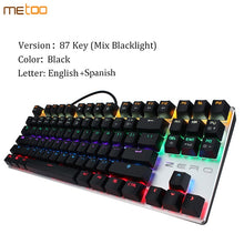 Load image into Gallery viewer, Metoo Gaming Mechanical Keyboard LED Backlit 87/104 keys Blue/Red Switch Anti-ghosting wired Keyboard Russian/English for gamers