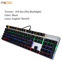 Load image into Gallery viewer, Metoo Gaming Mechanical Keyboard LED Backlit 87/104 keys Blue/Red Switch Anti-ghosting wired Keyboard Russian/English for gamers